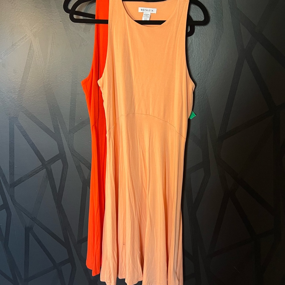 (2) Athleta orange and coral pink dresses